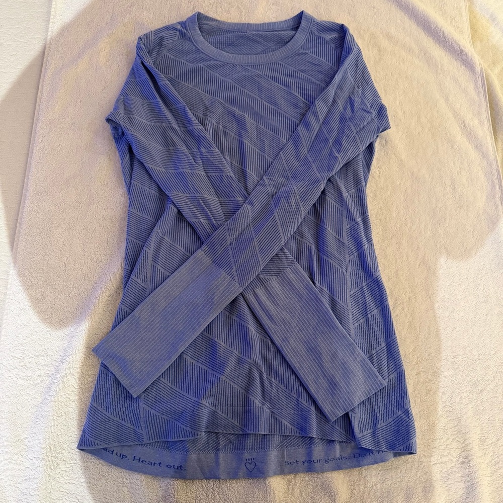 lululemon athletica Striped Blue Long Sleeve Top